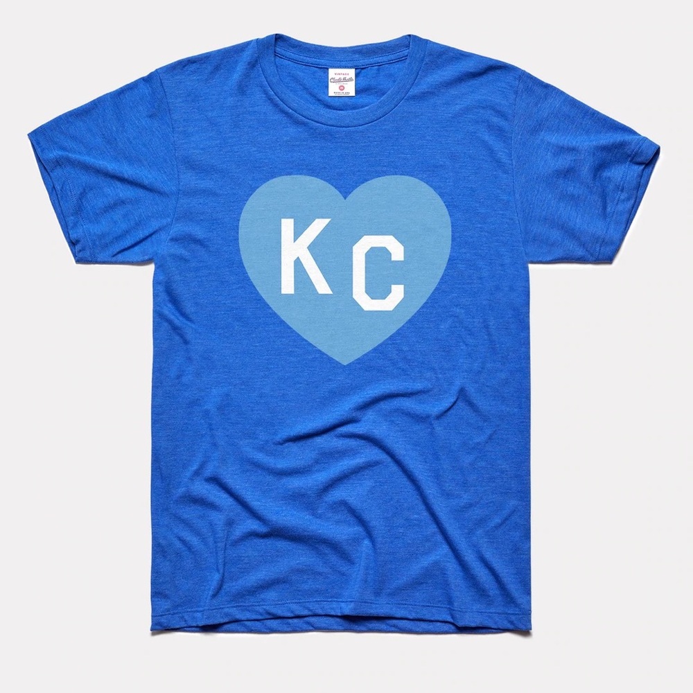 Charlie Hustle Royal Blue KC Heart Tee size Medium